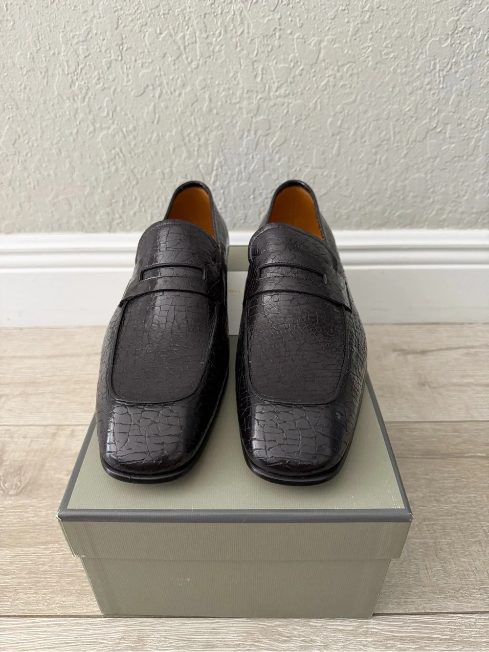 Tom Ford black  Croc-Embossed Leather Penny Loafers men 11.5